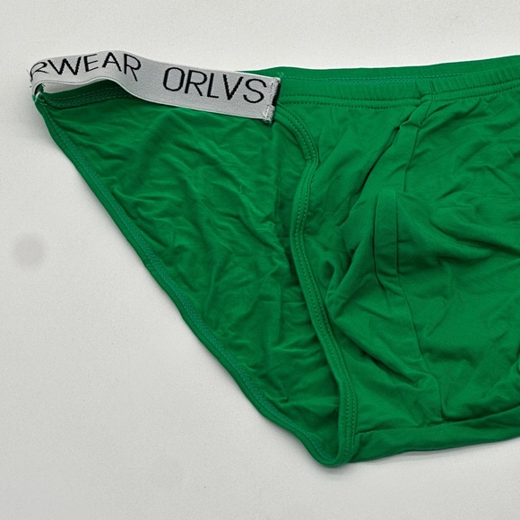 Orlvs Men’s NEW Green MODAL W/ white LOGO WAISTBAND LOW RISE BIKINI LARGE 1 PAIR - Picture 2 of 7